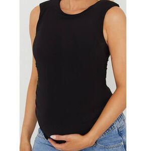 NWT Pretty Little Thing Stretch Maternity Shoulder Pad Tank Top • Size 4 🗣